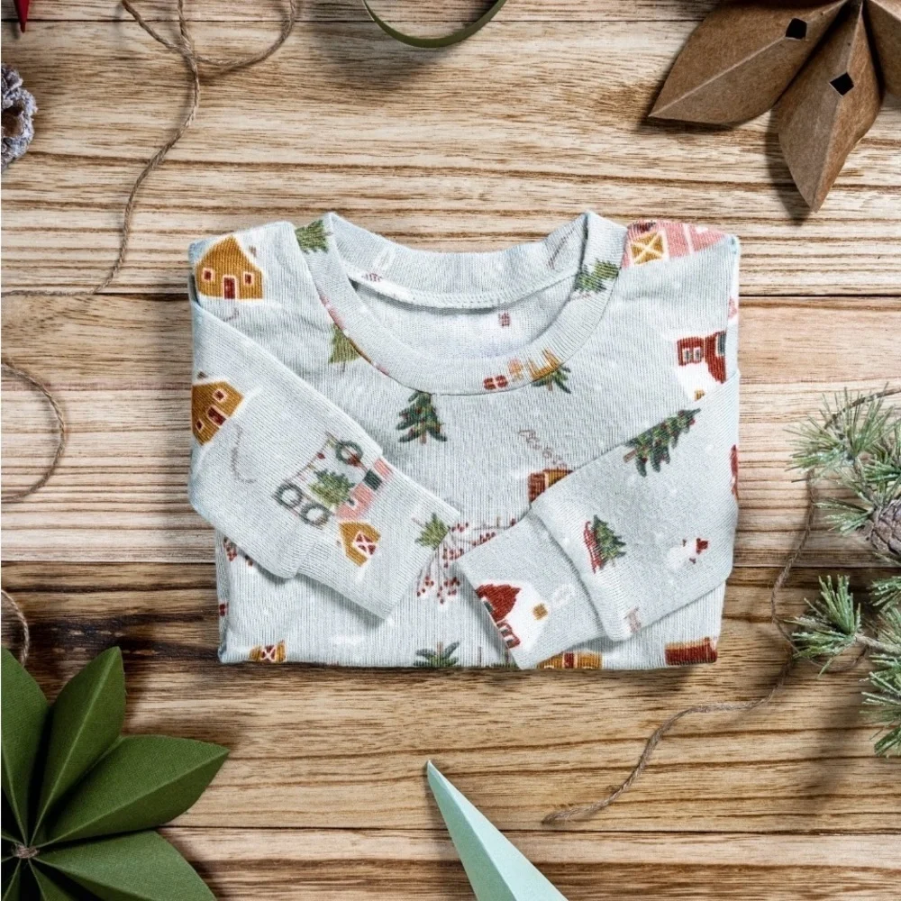Kids Pajama Bottoms - Plaid and Winter Print 2 Piece Set